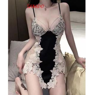 Váy ngủ sexy Sanado đầm ngủ lụa phối ren cao cấp có mút V52