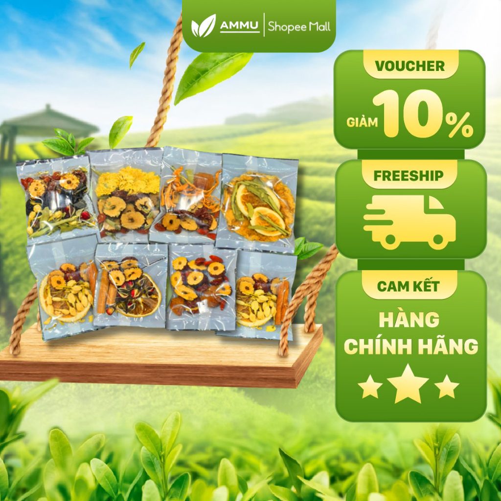 Trà dưỡng nhan hoa thảo mộc ammu mix 8 vị giúp thanh lọc cơ thể