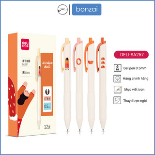 Bút gel Deli SA257 màu trắng họa tiết cô gái tinh nghịch ngòi ST 0,5mm (Hàng Chính Hãng).