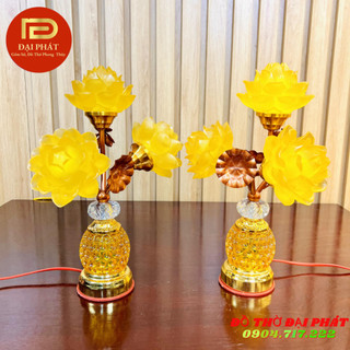 Cặp đèn thờ hoa sen lưu ly . 3 bông cao cấp đại phát ,đèn trang trí, đèn thờ phật