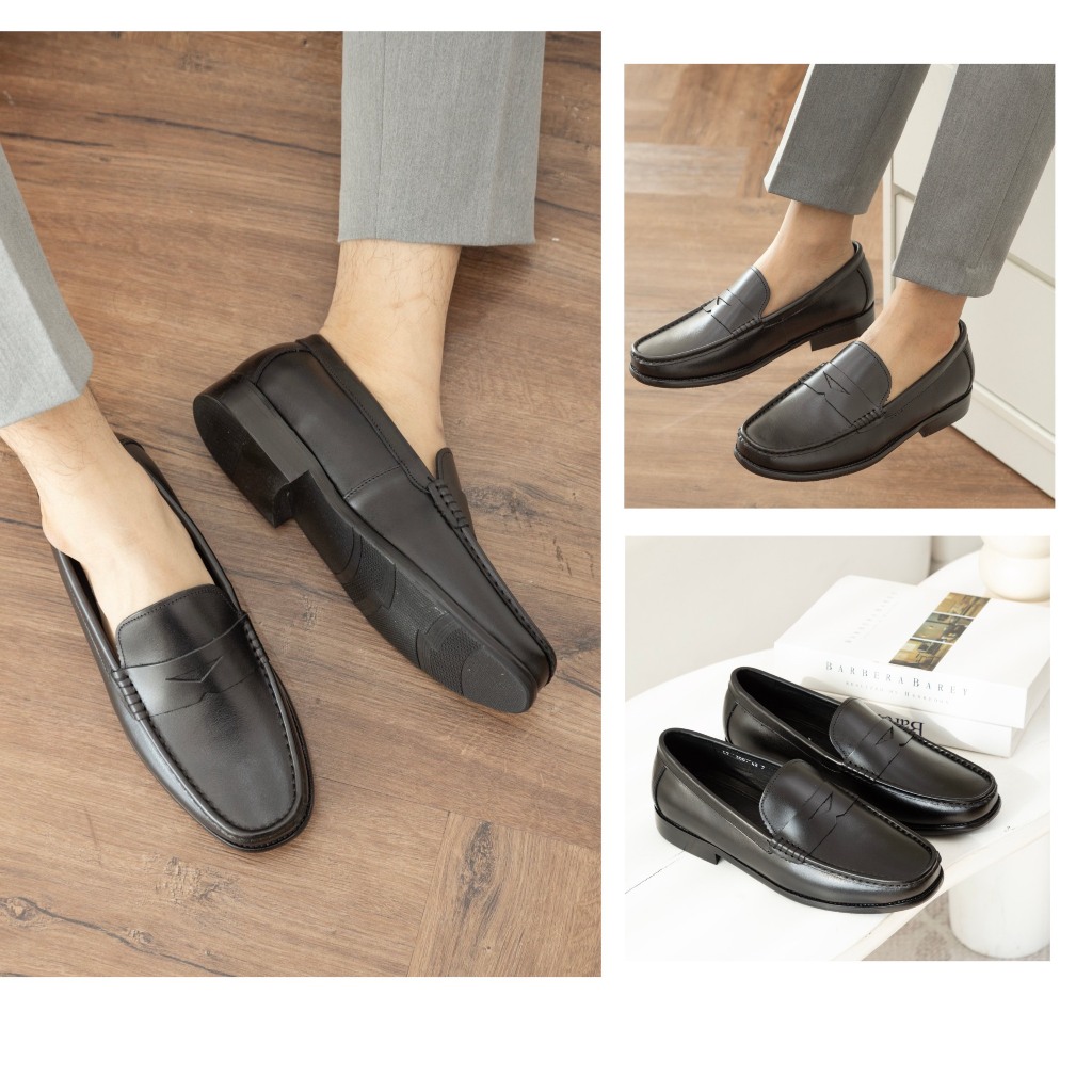 Giày Lười Loafer Da Trơn Đai Khoét Santoro P03