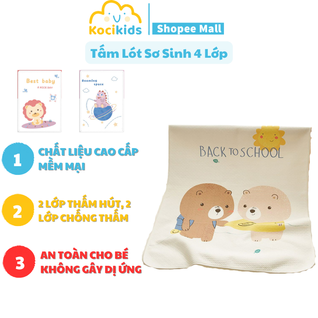 Tấm lót cho bé sơ sinh 4 lớp mềm mại, thoáng khí không gây kích ứng, an toàn cho bé (Tấm lót sơ sinh)