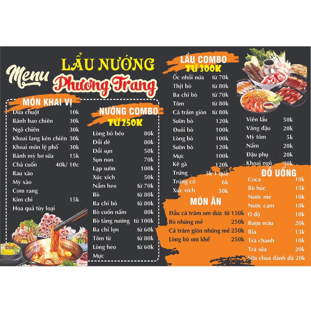 COMBO 10 MENU A4 QUAN AN