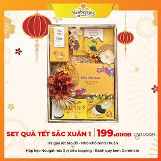 Set quàTết, giỏ quà Tết doanh nghiệp, bánh kẹo cao cấp, trang trí hiện đại, màu sắc đỏ vàng mang lại may mắn, tài lộc