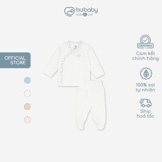 Bộ dài tay cài chéo Iconic sợi tre co giãn thoải mái thuận tiện cho bé BU Baby BBB1108NS | Quần áo BU Baby chính hãng
