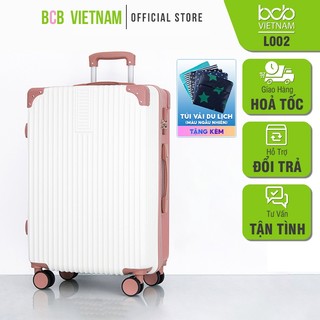 VALI KÉO CAO CẤP / PC + ABS / Size 20 - 24 -28 Inch Màu Hồng Trắng + Tặng miếng dán sticker trong mỗi vali (L002) L002