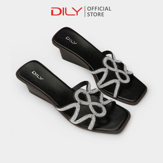 Giày đế xuồng nữ DILY quai đính đá sang trọng, guốc đế xuồng mũi vuông hot trend cao 5cm AA0476