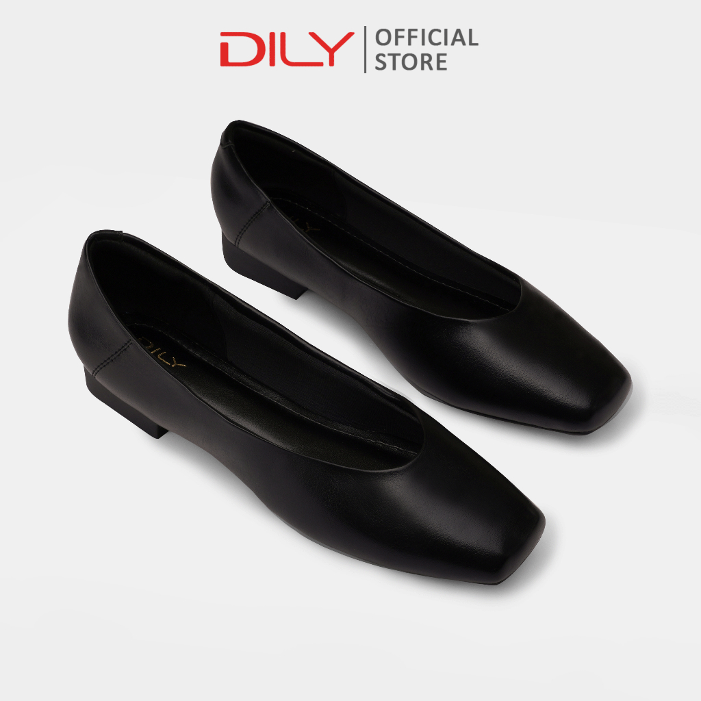 Giày búp bê nữ DILY mũi vuông basic đế bệt tiểu thư cao 1.5cm AA0477
