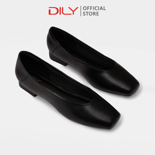 Giày búp bê nữ DILY mũi vuông basic đế bệt tiểu thư cao 1.5cm AA0477