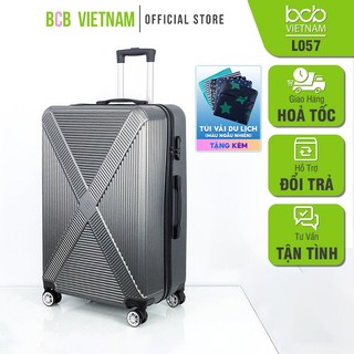 Vali kéo du lịch bằng nhựa màu trơn hoạt tiết size 20 24 28 L057