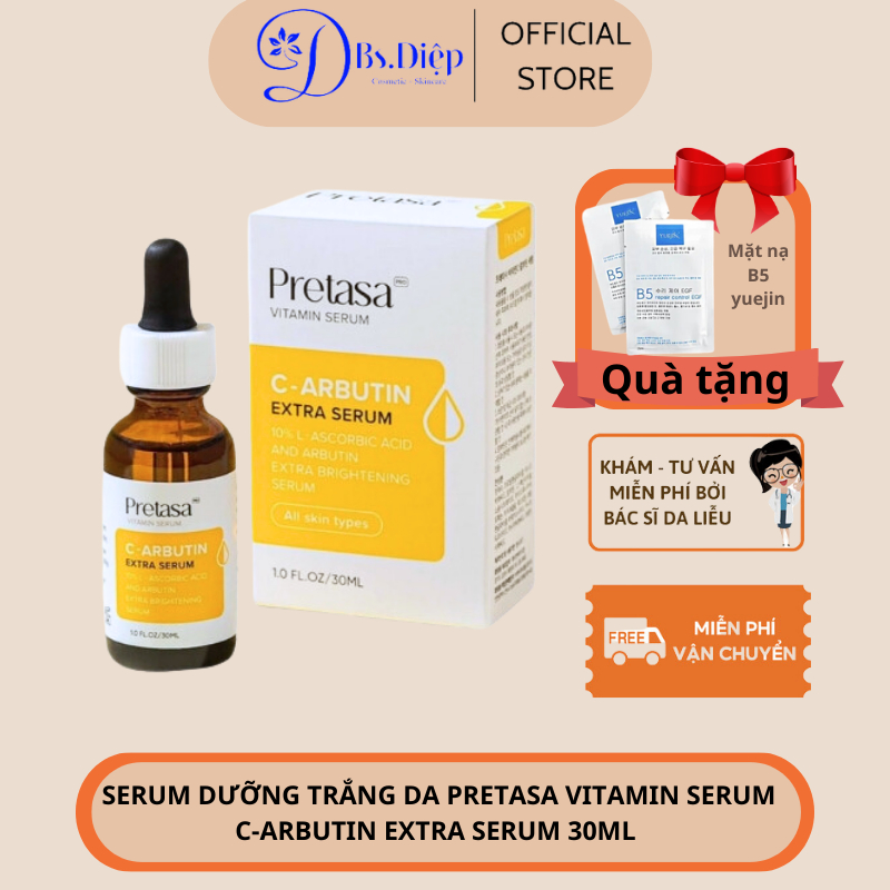 Serum dưỡng trắng da Pretasa Vitamin Serum C-ARBUTIN 30ML