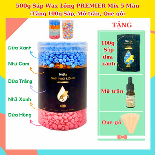 Hủ 500g sáp wax lông MIX 5 màu cao cấp - Sáp wax thơm, wax sạch lông, an toàn cho da.