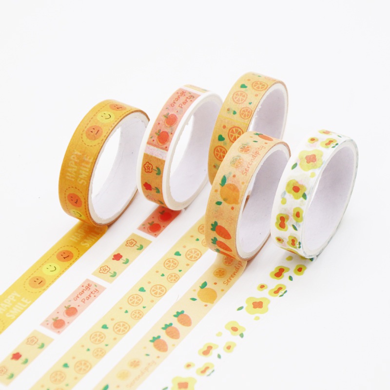 Bộ 5 Cuộn Băng Dính Washi Tape Flowertree Dùng trang trí đầy màu sắc, họa tiết dễ thương, rất dễ sử dụng