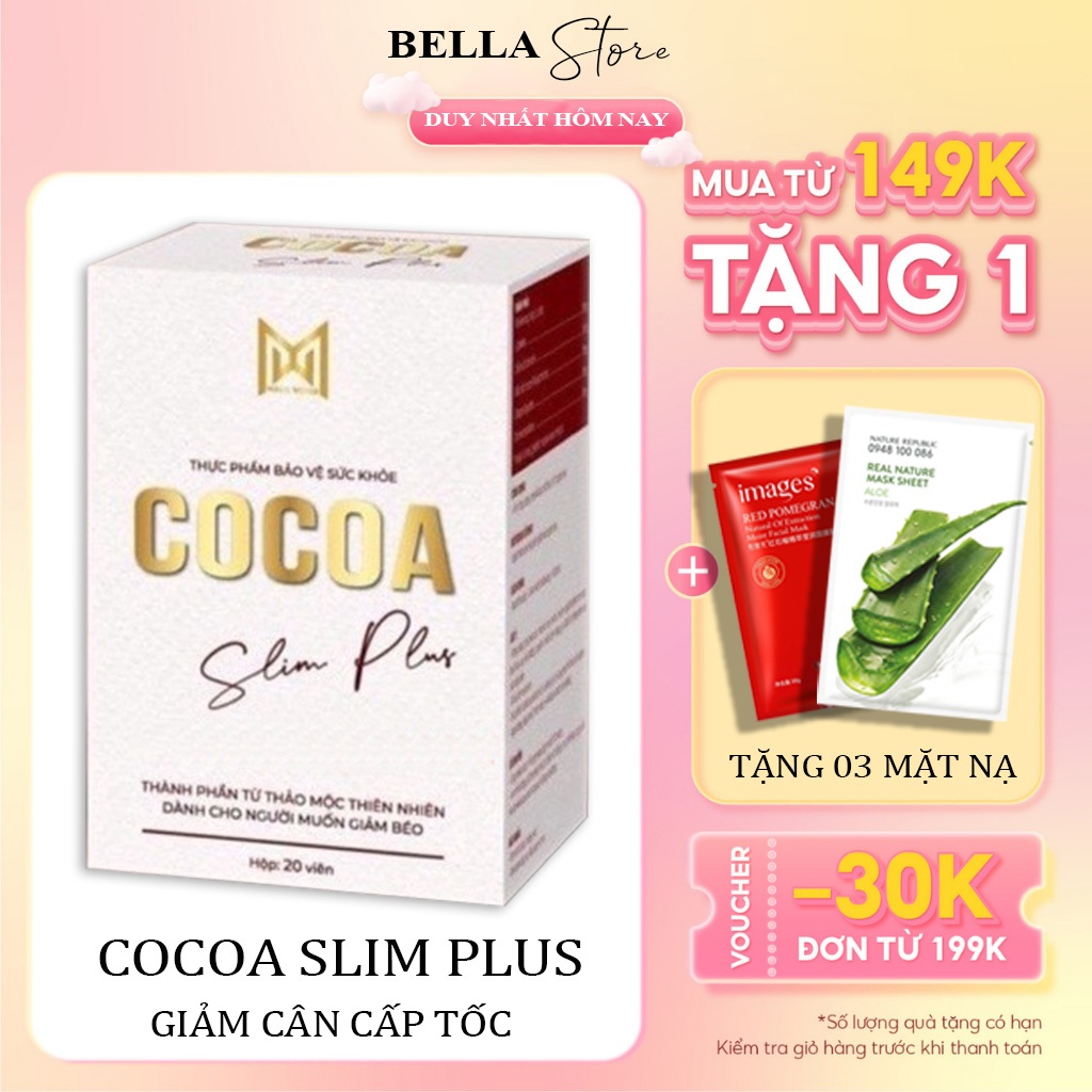 Giảm cân Cocoa Slim Plus Hộp 20 Viên Hỗ Trợ Giảm Cân Cấp Tốc An Toàn