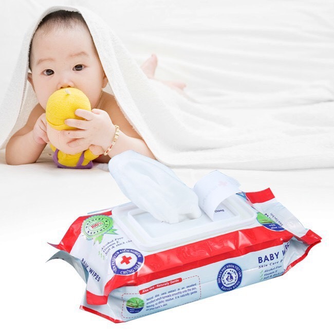Chuyên sỉ 1 thùng 50 gói khăn ướt cao cấp baby wipes 80 gram an toàn cho da khăn ướt không mùi cho bé