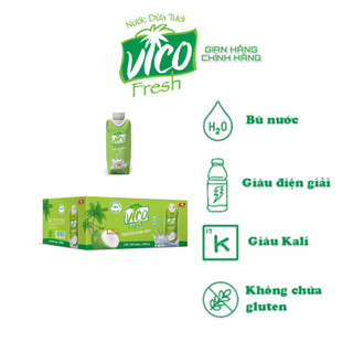 Thùng 24 hộp nước dừa tươi vico fresh 330ml - vị dừa dứa