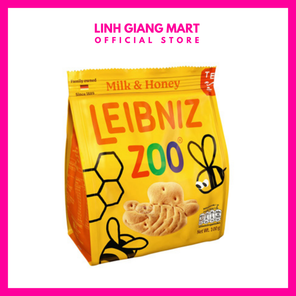 Leibniz Zoo Milk & Honey - Bánh Quy Bơ Vị Sữa Mật Ong Hình Con Vật Trong Sở Thú - Hàng Chuẩn CHLB Đức - Gói 100g