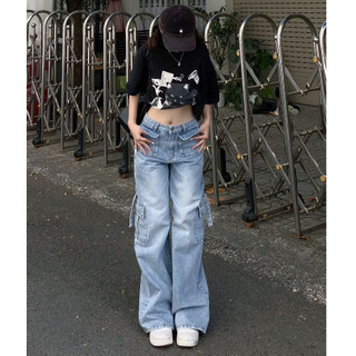 Quần jeans túi hộp lưng cao dáng ngắn GLORIOUS Emila Jean chất liệu cotton