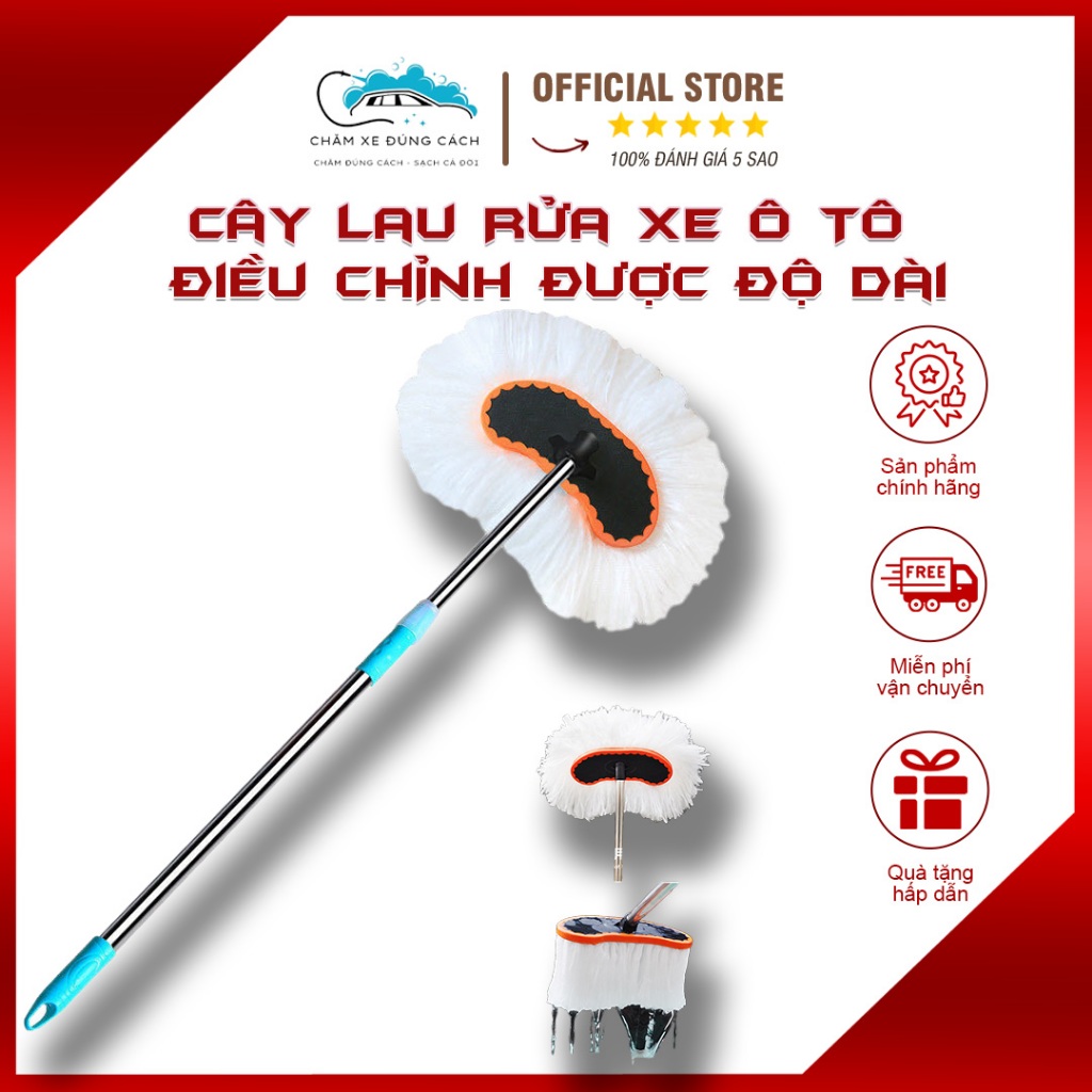 Chổi Rửa Xe Ô Tô Cán Dài Có Thể Kéo Dài