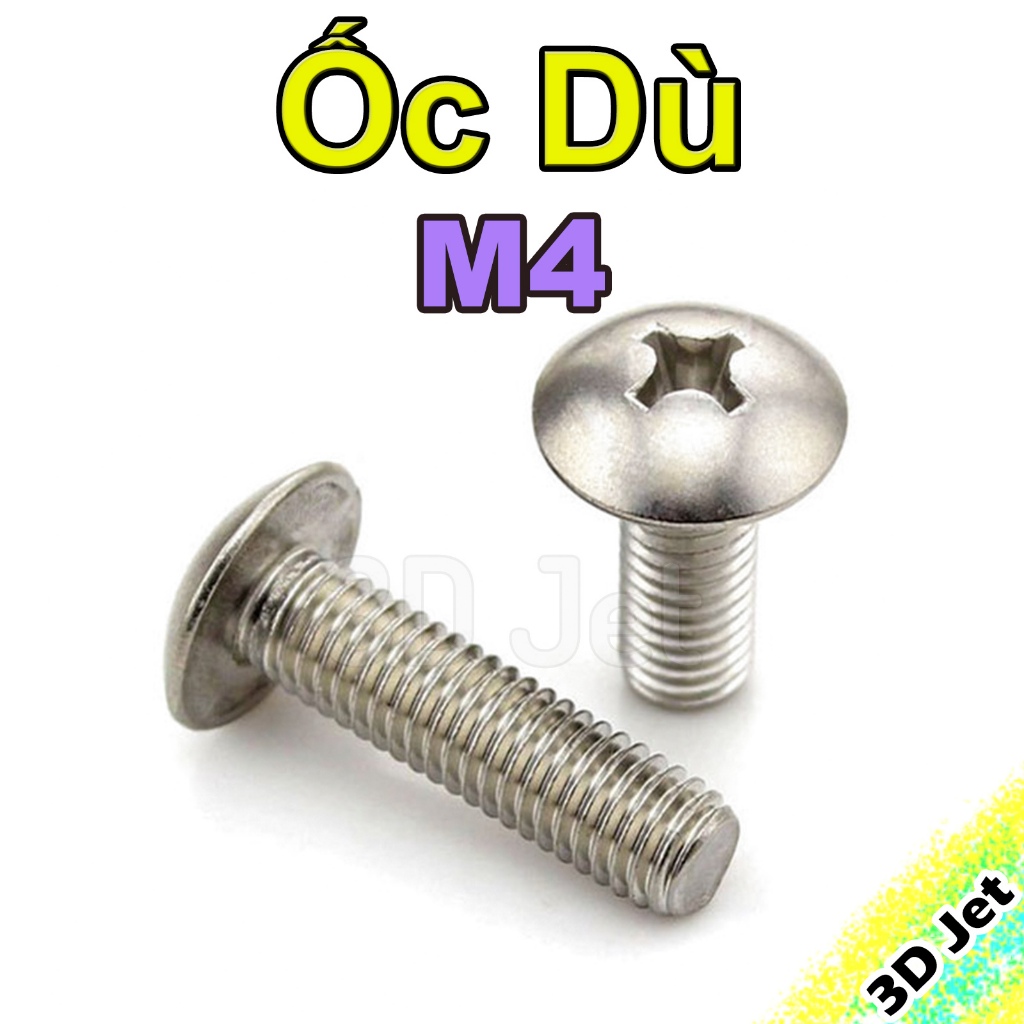 20 Ốc Dù inox 4 cạnh M4, oc du m4, bulong con tan, oc vit 4 canh, oc vit bake, oc dau du, ốc đầu dù 