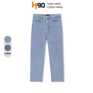 Quần Jean Nam H90 Dáng Suông Ống Đứng Unisex Chất Bò Không Co Giãn Cao Cấp Chống Nhăn Không Phai Màu HTRJ016