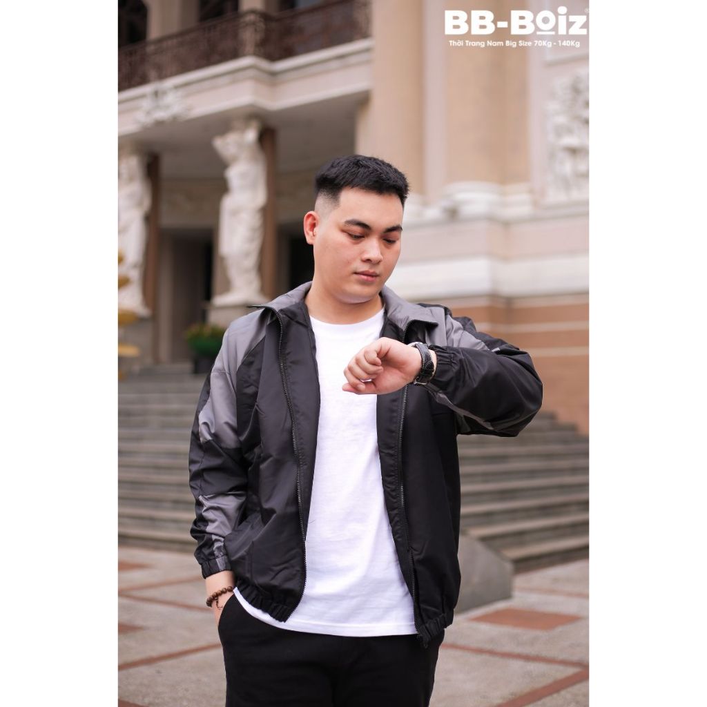 -  Áo Khoác Dù BB - Boiz Cổ Lọ Phối Nam Form Bigsize 80kg - 130kg - Mẫu 2