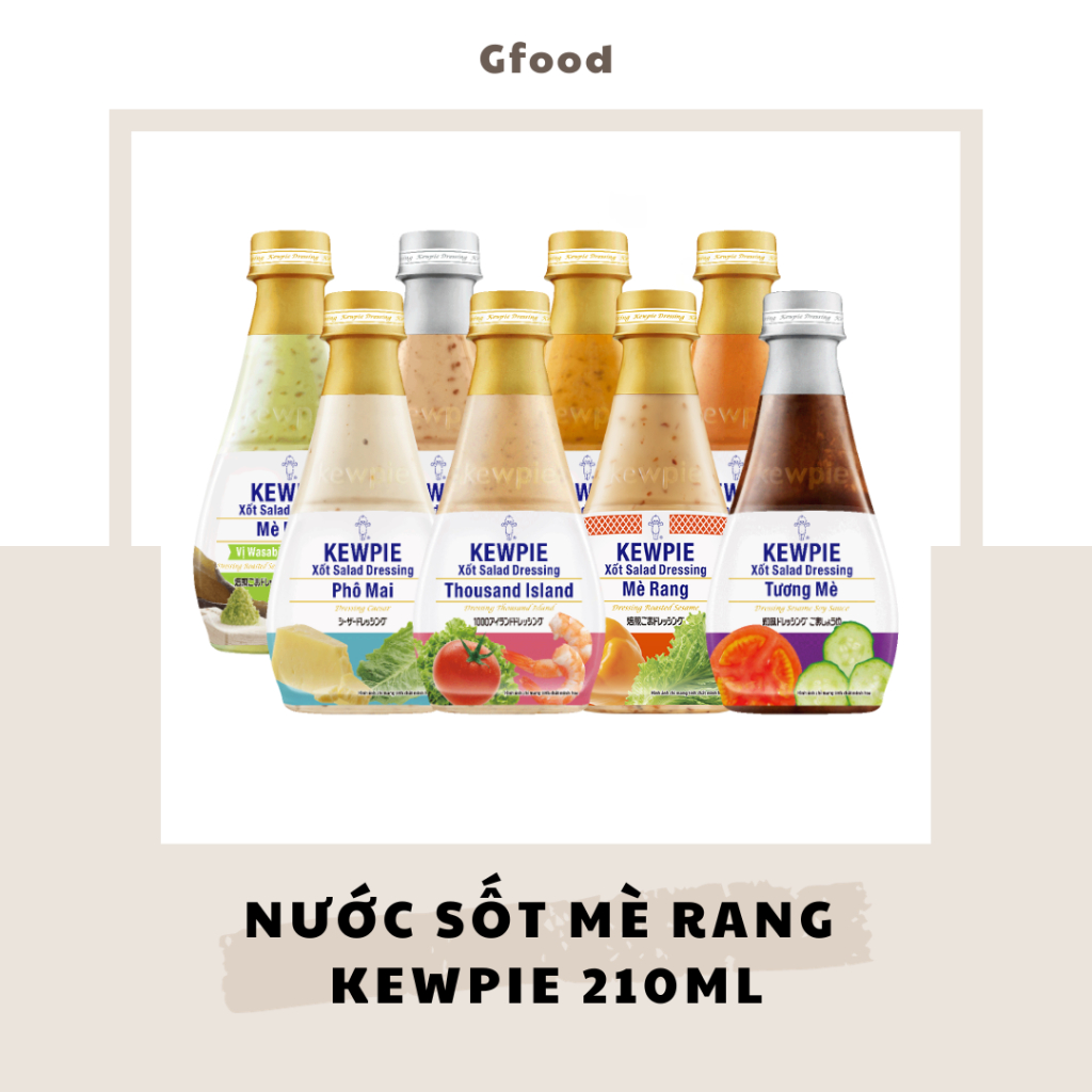Kewpie Nước Sốt Mè Rang 210ml (Nguyên Bản, Ớt Phô Mai, Wasabi Rong Biển, Yuzu Tắc, Phô Mai, Thousand