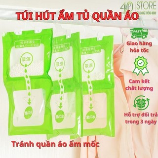Túi hút ẩm tiện lợi, gói hút ẩm chống mốc có móc treo trong tủ quần áo, thay thế máy hút ẩm
