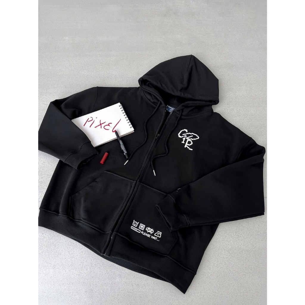 Áo Hoodie Zip Pixel Cinder Chất Nỉ Cotton Cao Cấp Form Rộng Uniex Nam Nữ | BigBuy360 - bigbuy360.vn