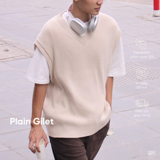 Áo Plain Gilet Guy's Closet Dày Dặn Mềm Mại  - Áo Len Gilet Nam Nữ Phong Cách Thanh Lịch, Hàn Quốc