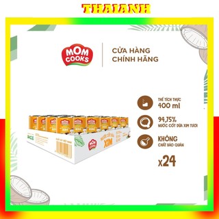  THÙNG 24 LON Lon 400ml Nước Cốt Dừa Nguyên Chất Bến Tre Mom Cook -Thái Anh 