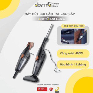Máy hút bụi cầm tay Deerma DX115C máy hút bụi gia đình lực hút mạnh 14000Pa đa năng 3 đầu hút tiện lợi