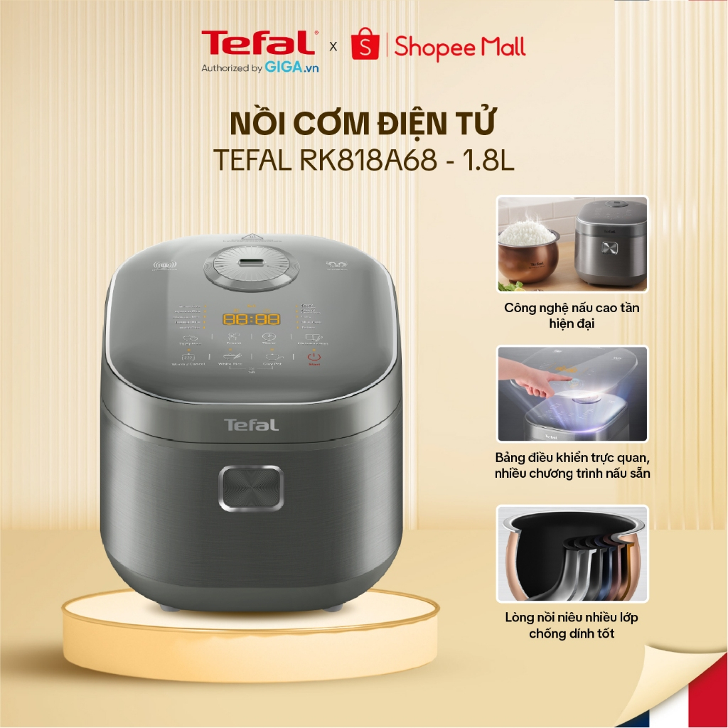 [HN] Nồi cơm điện tử cao tần Tefal RK818A68 - 1.8L - 13 chương trình cài đặt sẵn - điều khiển cảm ứng