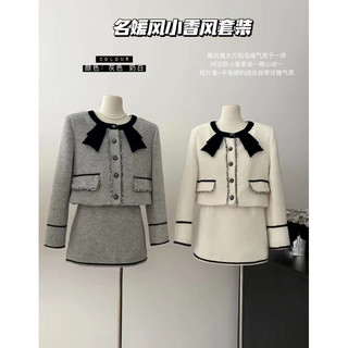    Ảnh thật   6166 set dạ lông thỏ áo cổ nhung nơ và chân váy chữ a 