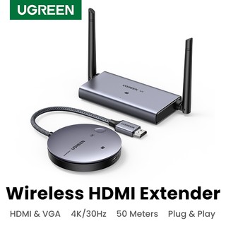 Bộ phát nhận tín hiệu không dây 4k ugreen 50633 90909a hdmi+vga 50m cm506