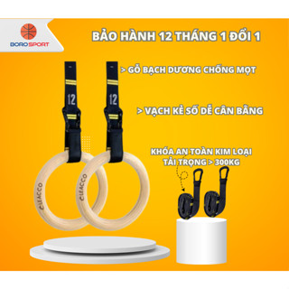 Vòng Treo Xà Bảo Hành 12 Tháng Vòng Tập Gymnastic Rings Dây Có Vạch Đo Khóa Cài Chắc Chắn Cleacco VTX2 Boro Sport