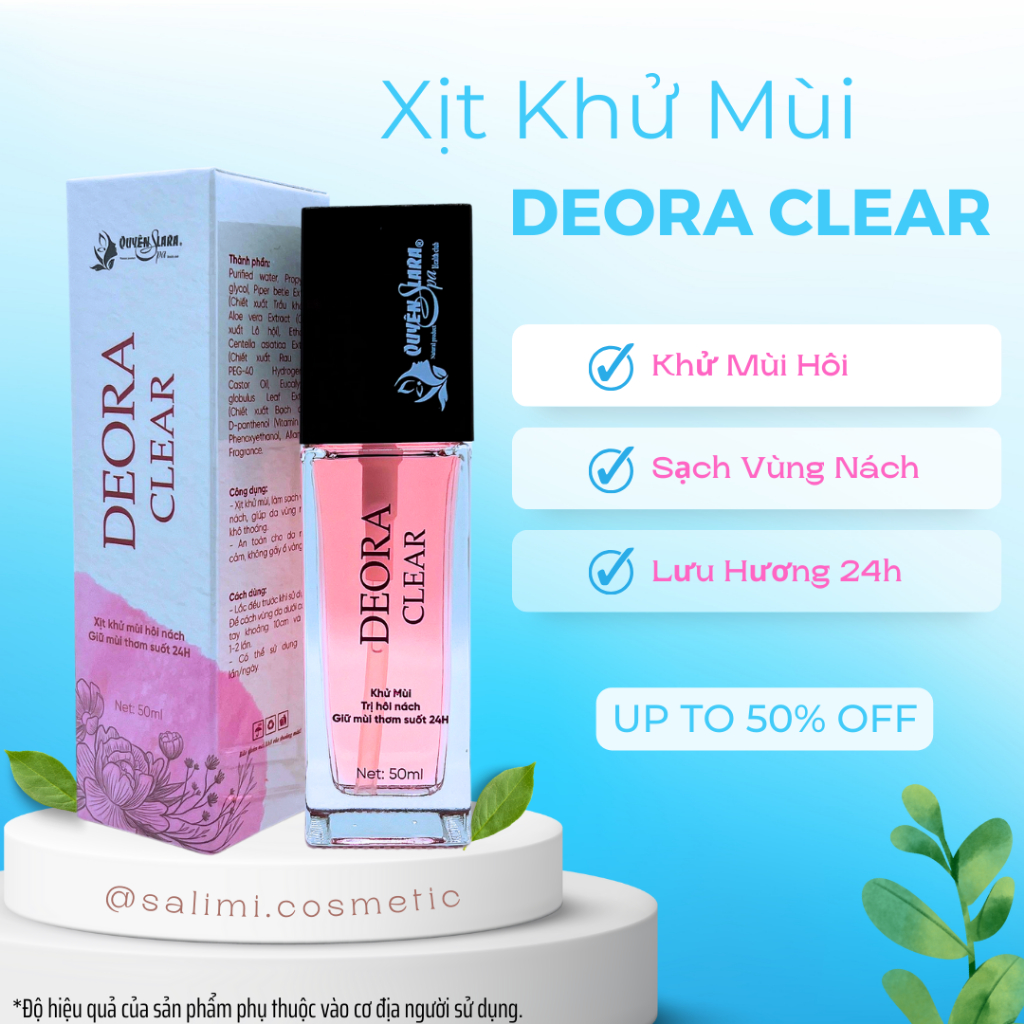 Xịt Khử Mùi Deora Clear 50Ml - Làm Sạch Vùng Nách, Giúp Vùng Nách Khô Thoáng, Hương Nước Hoa Nhẹ Nhàng, Lưu Hương Lâu