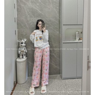 Bộ pijama bộ ngủ dài tay dài quần quảng châu siêu xinh size S M L