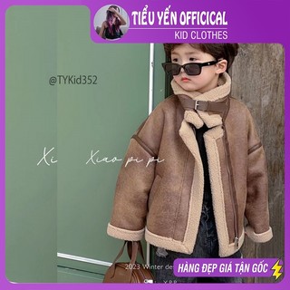  Quần áo trẻ em Áo khoác da cao cấp bé trai bé gái màu nâu chất da lộn lót lông dày ấm 13-35kg AK352 | Tiểu Yến KID 
