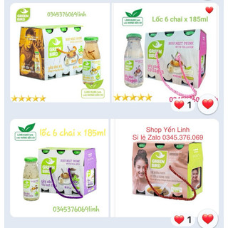 Green bird - Yến sào và collagen lốc 6 chai x 185ml - Yến nutrinest
