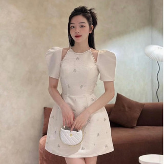 Đầm gấm cổ yếm đính đá bigsize 58-95kg