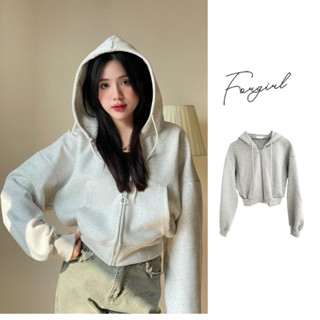 Áo khoác nỉ nữ dáng croptop Forgirl áo hoodie zip trơn chất liệu dày dặn thu đông siêu xinh T015