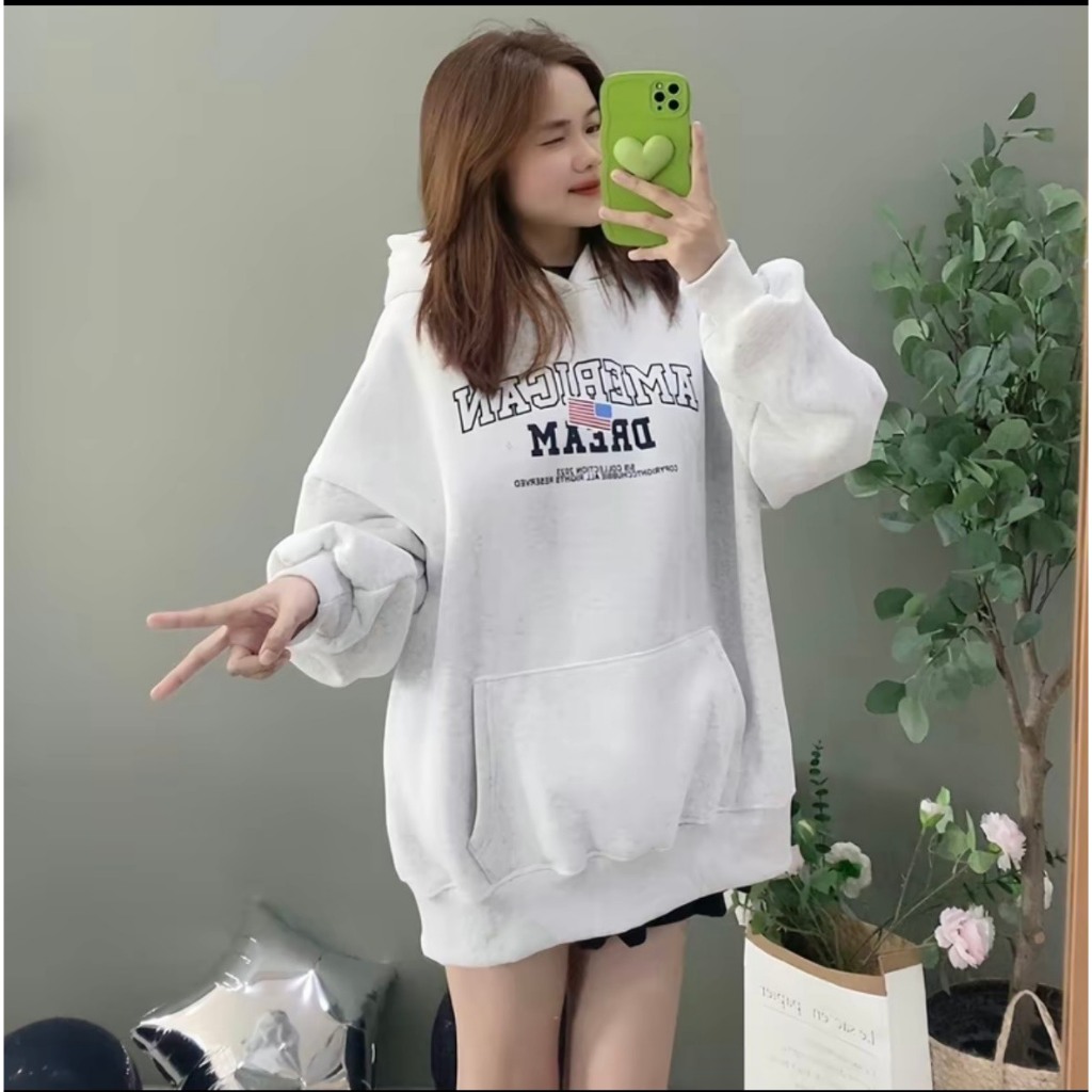 Áo hoodie unisex from rộng basic chất nỉ cao cấp họa tiết in nổi AMERICAN phong cách nam nữ