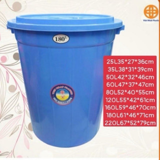 Thùng nhựa tròn đựng nước Việt Nhật các cỡ 25L, 35L, 50L, 60L, 80L, 120L, 160L, 180L, 220L