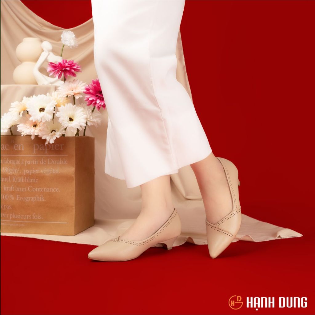 [HCM] Giày Bít Cao Gót Hạnh Dung HD04742AD ( Màu Đen Bóng - Kem - Đen Mờ )