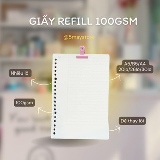 60 tờ Giấy refill binder loose leaf A4 B5 A5 cho sổ planner bìa còng