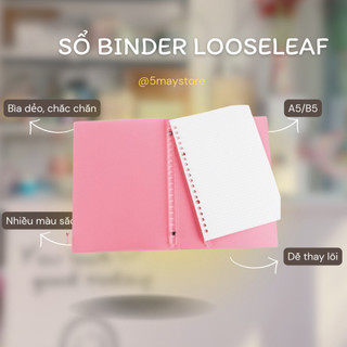 Sổ binder looseleaf A5 A6 làm planner và bullet journal bìa nhựa dẻo tiện ích
