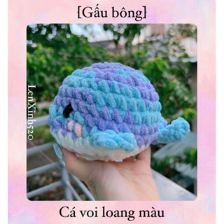 [Sẵn-Sales Loang] Cá voi loang màu gấu bông len nhung cute (Quà tặng handmade)