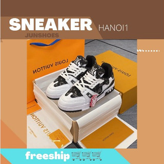 Giày lv traner sóng black white canvas lai au nam nữ