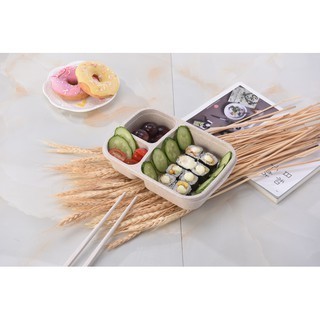 Hộp đựng cơm bento lúa mạch 3 ngăn văn phòng cakeshop hcm